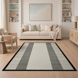 Beige Gray Striped Neutral Area Rug