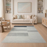 Black and White Modern Grey Block Stripe Area Rug