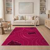 Playful Pink Briefcase Swirl Area Rug