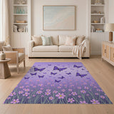 Purple Butterflies over Wildflowers Rug