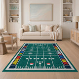 Football Field Area Rug with Vibrant Letters