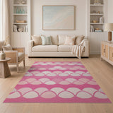 Pink Scalloped Wave Area Rug