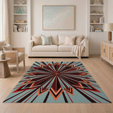 Multi-color and Patterns Teal Starburst Geometric Area Rug