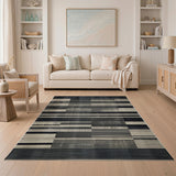 Black and White Bold Black White Geometric Modern Area Rug