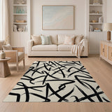 Abstract Black Brush Stroke Area Rug