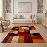 ODIKA Washable Abstract Geometric Area Rug, Low Pile Non-Slip Mid-Century Modern Rug