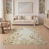 Vintage Beige Leaf Border Area Rug