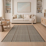Brown Tan Plaid Grid Woven Area Rug