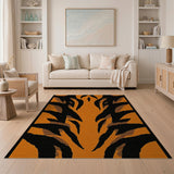 Orange Boho Chic Bold Orange Tiger Stripe Area Rug
