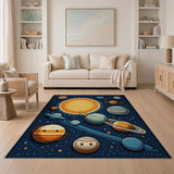 Multi-color and Patterns Solar System Kids Cartoon Area Rug