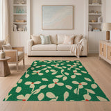 Vibrant Green Daisy Floral Knit Rug