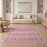 Gingham Geometric Modern Pink Gingham Checkered Area Rug