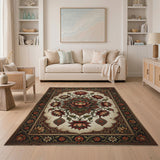 Ornate Red Lotus Persian Area Rug