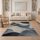 Geometric Modern Modern Grey Wave Abstract Area Rug