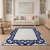 Navy Celtic Knot Border Area Rug