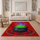 Spooky Witch Cauldron Bubbling Potion Area Rug