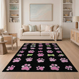 Playful Pink Paw Prints Bones Area Rug