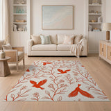 Red Cardinal Birds Floral Branches Area Rug