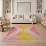 Vibrant Pink Yellow Gradient Geometric Area Rug