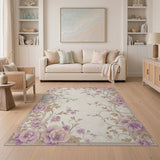 Purple Purple Peony Floral Area Rug