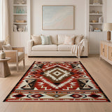 Bold Red Diamond Geometric Southwestern Rug