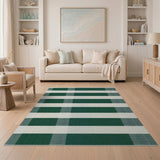 Green Rustic Farmhouse Green Gingham Check Area Rug