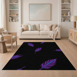 Purple Teal Feather Boho Area Rug