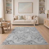 Grey Swirling Floral Area Rug