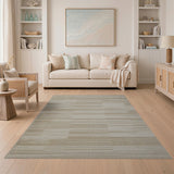 Textured Beige Geometric Stripe Area Rug