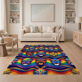 Vibrant Rainbow Opera Mask Kids Area Rug