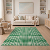 Geometric Modern Green Green Gingham Checkered Area Rug