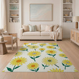 Vibrant Yellow Sunflower Floral Yellow Area Rug