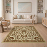Ornate Beige Floral Persian Area Rug