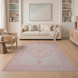 Blush Pink Traditional Persian Pink Area Rug