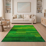 Vibrant Green-Yellow Stripe Geometric Area Rug