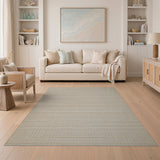 Coastal Beach Beige and Neutral Beige Striped Woven Area Rug