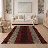 Red Leopard Stripe Washable Area Rug