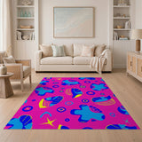 Multi-color and Patterns Vibrant Pink Blue Abstract Area Rug