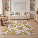 Golden Leaf Star Pattern Area Rug