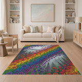 Rainbow Floral Hearts Area Rug