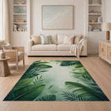Lush Green Monstera Leaf Boho Area Rug