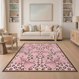 Pink Bow Leopard Area Rug