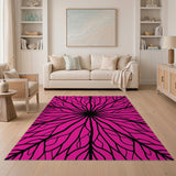 Radiant Pink Branch Starburst Area Rug