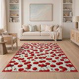 Red Red Cherry Fruit Pattern Area Rug