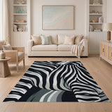 Abstract Zebra Stripes Black White Area Rug
