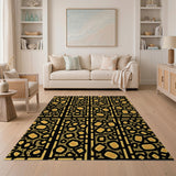 Bold Black and Yellow Geometric Frame Rug
