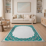 Traditional Persian Ornate Teal Persian Border Area Rug