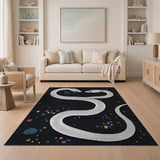 Pixelated Cosmic Kissing Snakes Area Rug