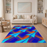 Vibrant Blue Airplane Multi-Color Area Rug