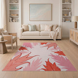 Pink Maple Leaf Frame Area Rug
